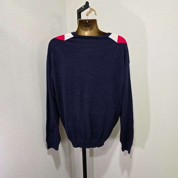 Vtg Academia Preppy Blue Red Argyle Sweater Mens XL Jos A Bank Leadbetter Golf - Picture 4 of 7